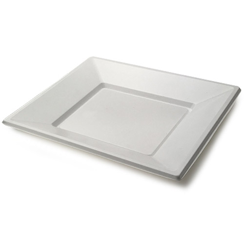 PLATO CUADRADO 23 CM LLANO BLANCO - línea basic - Papel Plast Pack S.L